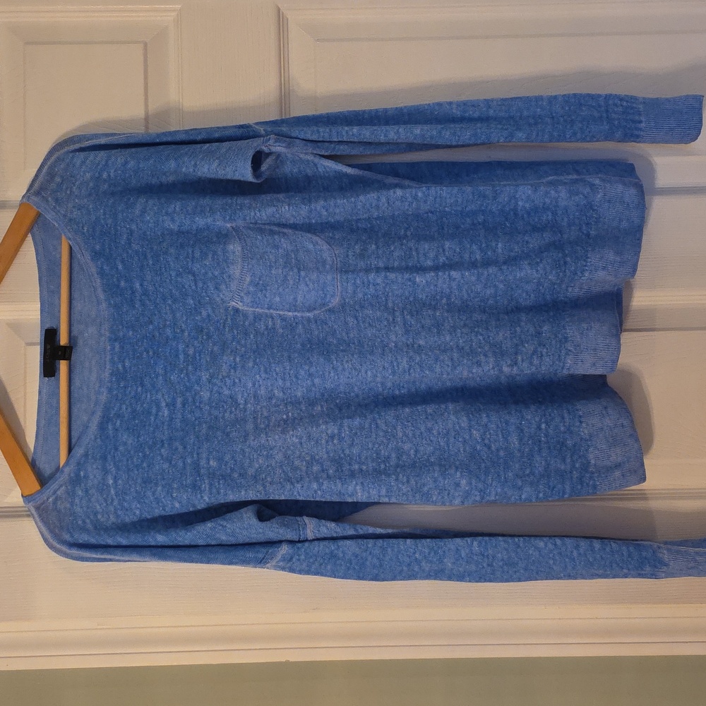 J Crew Ocean Blue Cool Dyed 100% Linen Lightweight Crewneck Long Sleeve Top M
